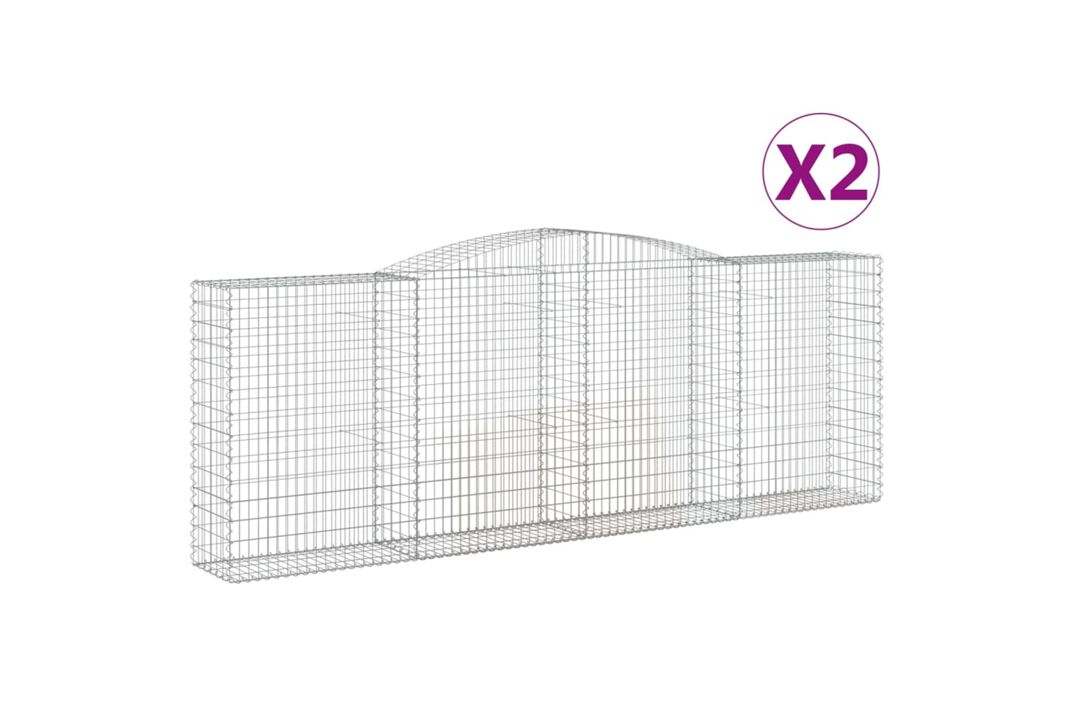 vidaXL 3147022 Arched Gabion Baskets 2 Pcs 400x50x140/160cm Galvanised Iron