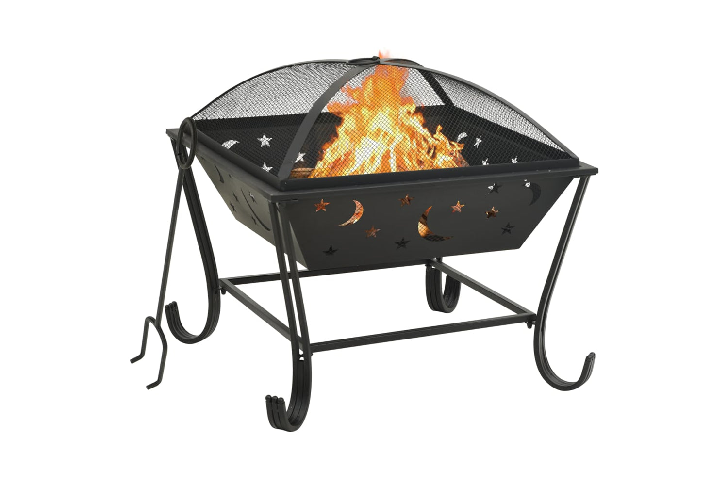 vidaXL 311893 Fire Pit With Poker 62cm Xxl Steel