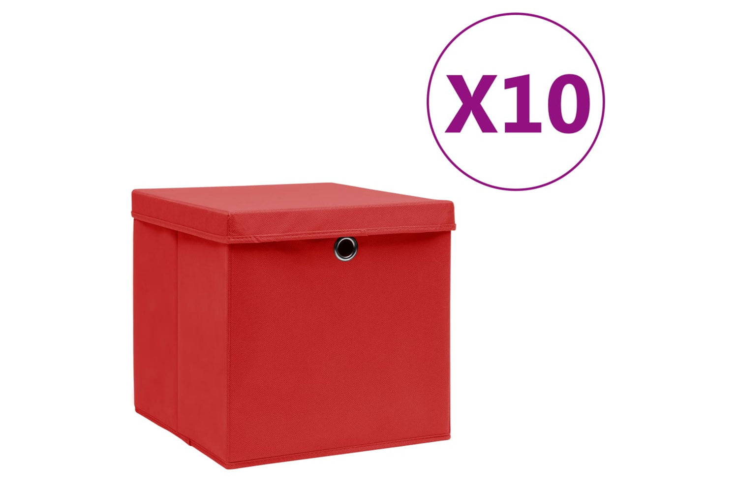 vidaXL 325222 Storage Boxes With Covers 10 Pcs 28x28x28cm Red