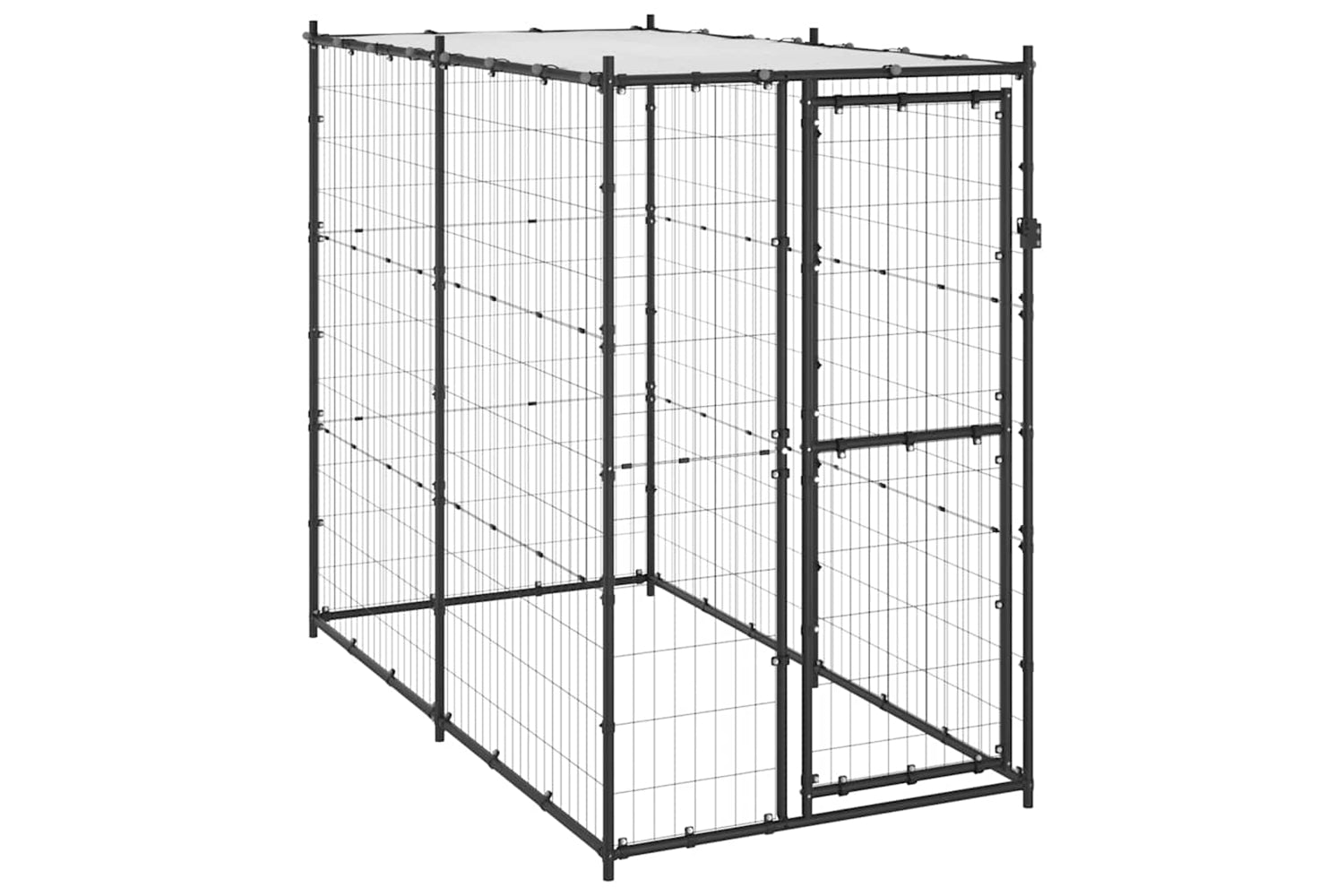 Vidaxl Outdoor Dog Kennel Steel With Roof 110x220x180 Cm