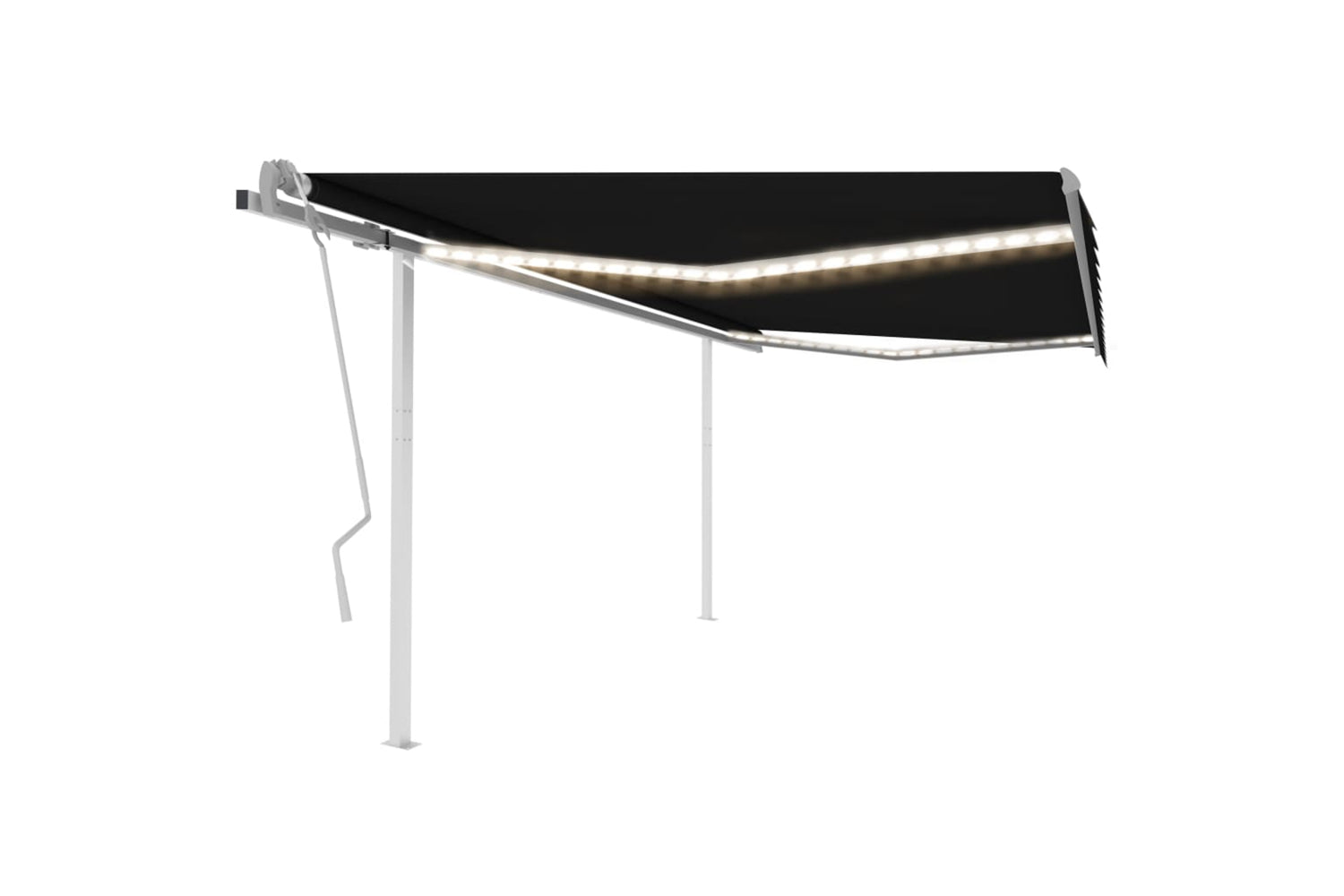 Vidaxl 3070024 Manual Retractable Awning With Led 4x3.5 M Anthracite