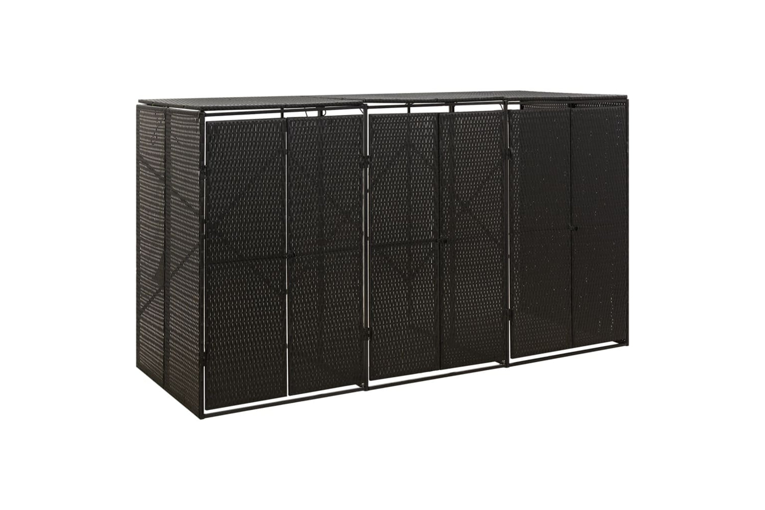 vidaXL 319862 Triple Wheelie Bin Shed Black 207x80x117cm Poly Rattan