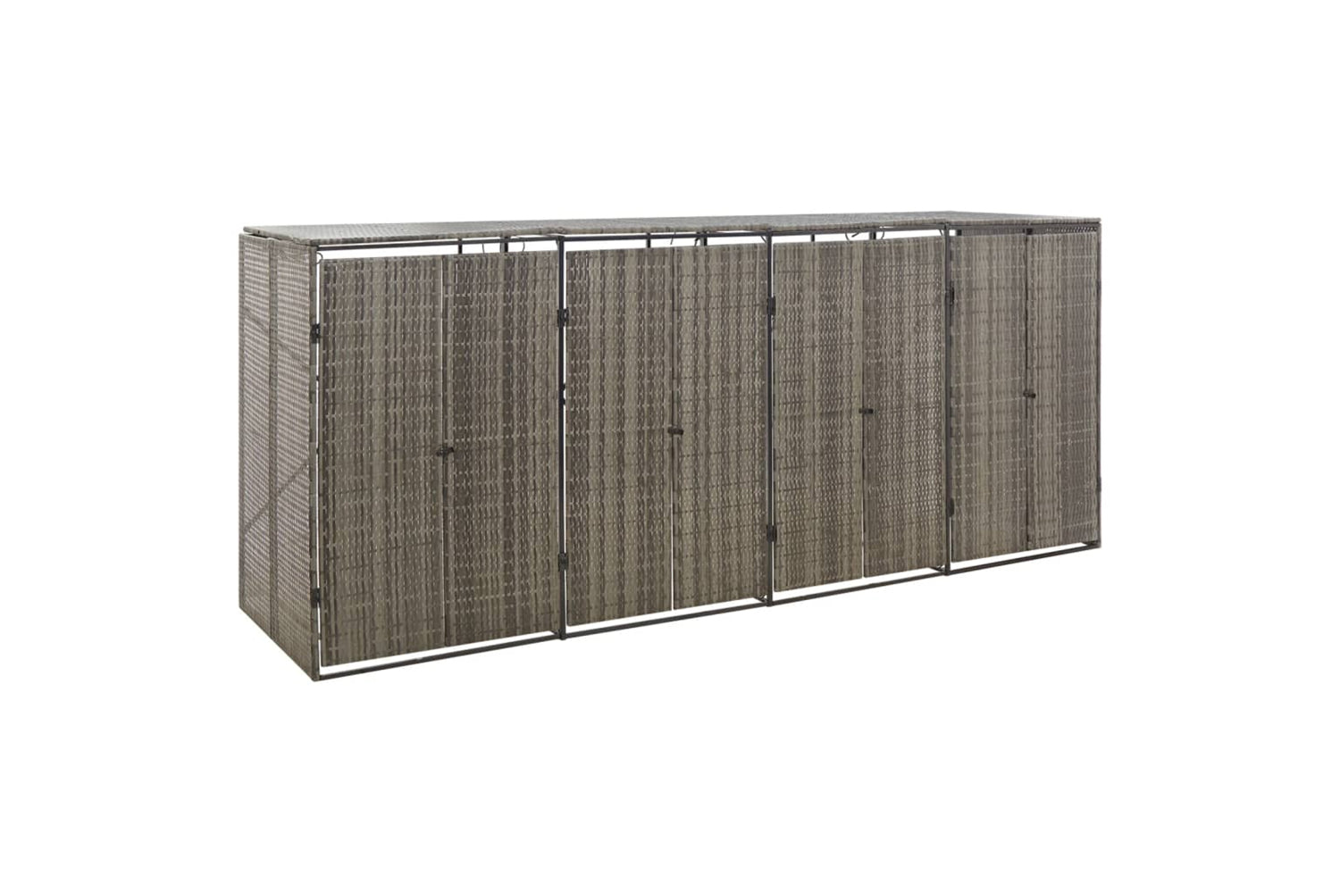 vidaXL 319867 Quadruple Wheelie Bin Shed Grey 274x80x117cm Poly Rattan