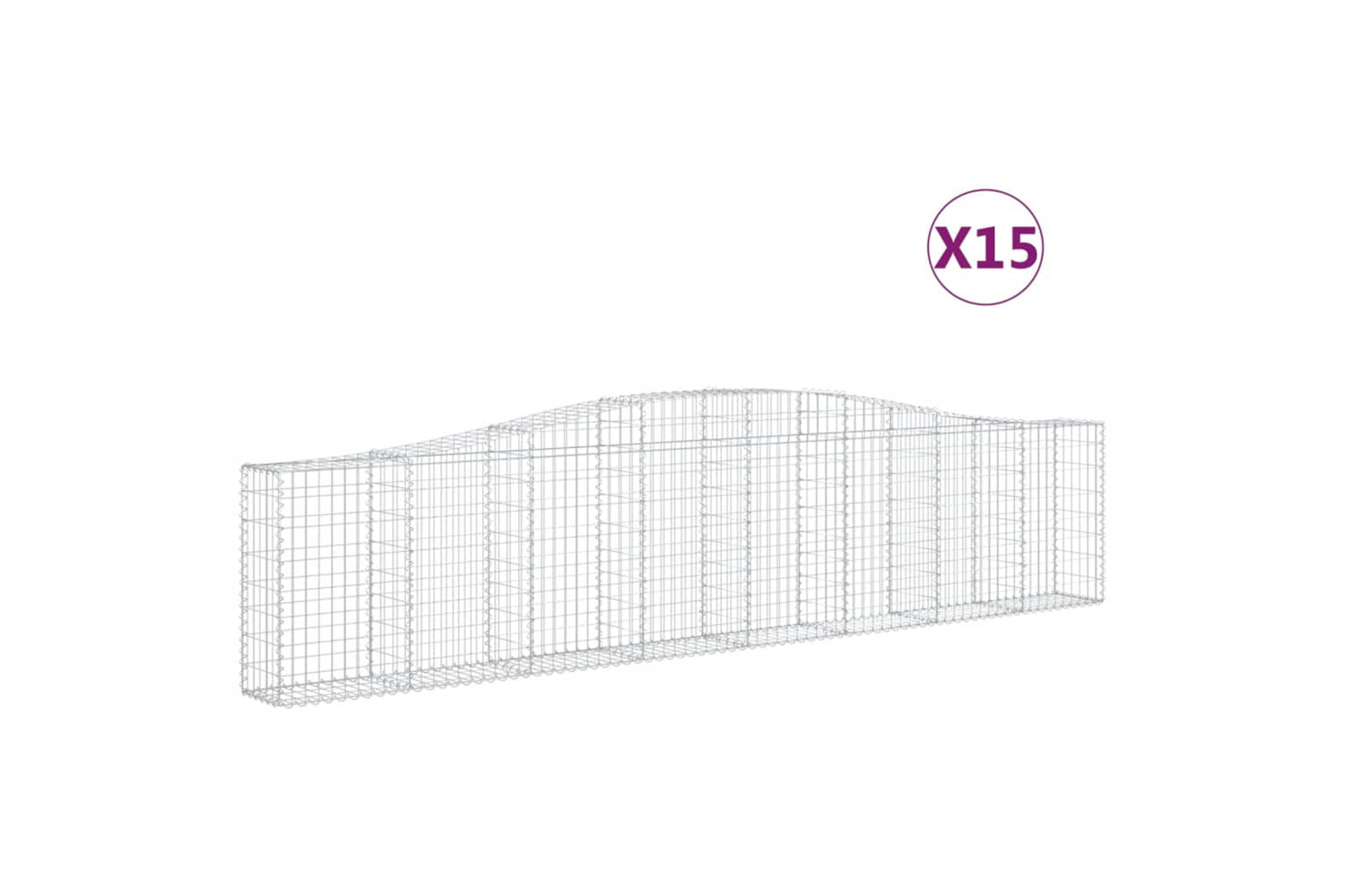 vidaXL 3145822 Arched Gabion Baskets 15 Pcs 400x30x80/100cm Galvanised Iron
