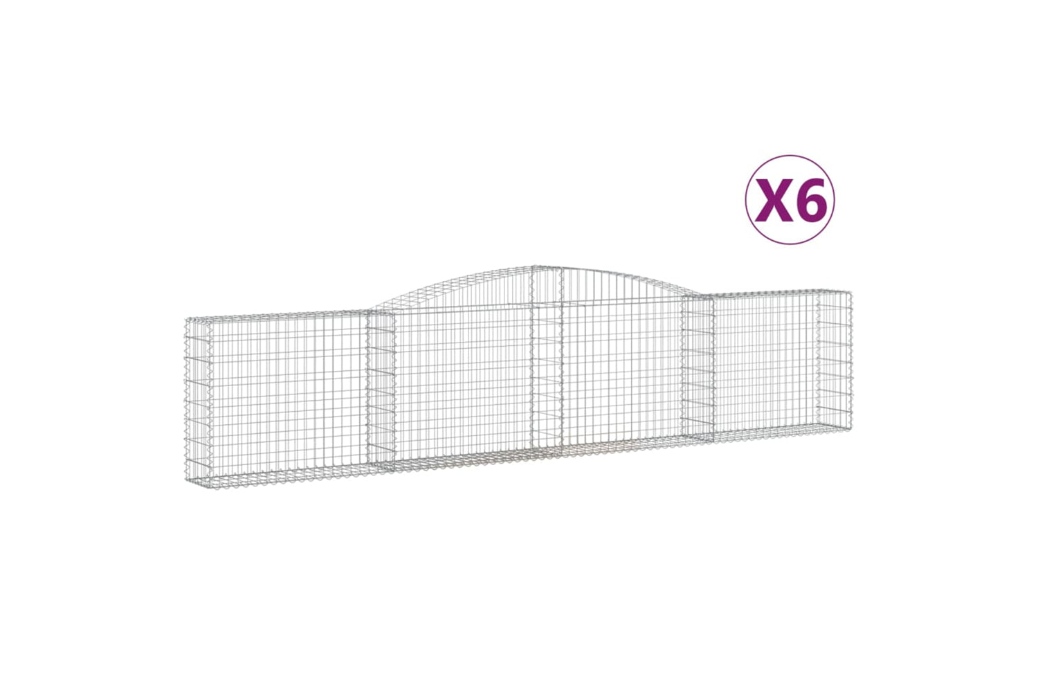 vidaXL 3146857 Arched Gabion Baskets 6 Pcs 400x30x80/100cm Galvanised Iron
