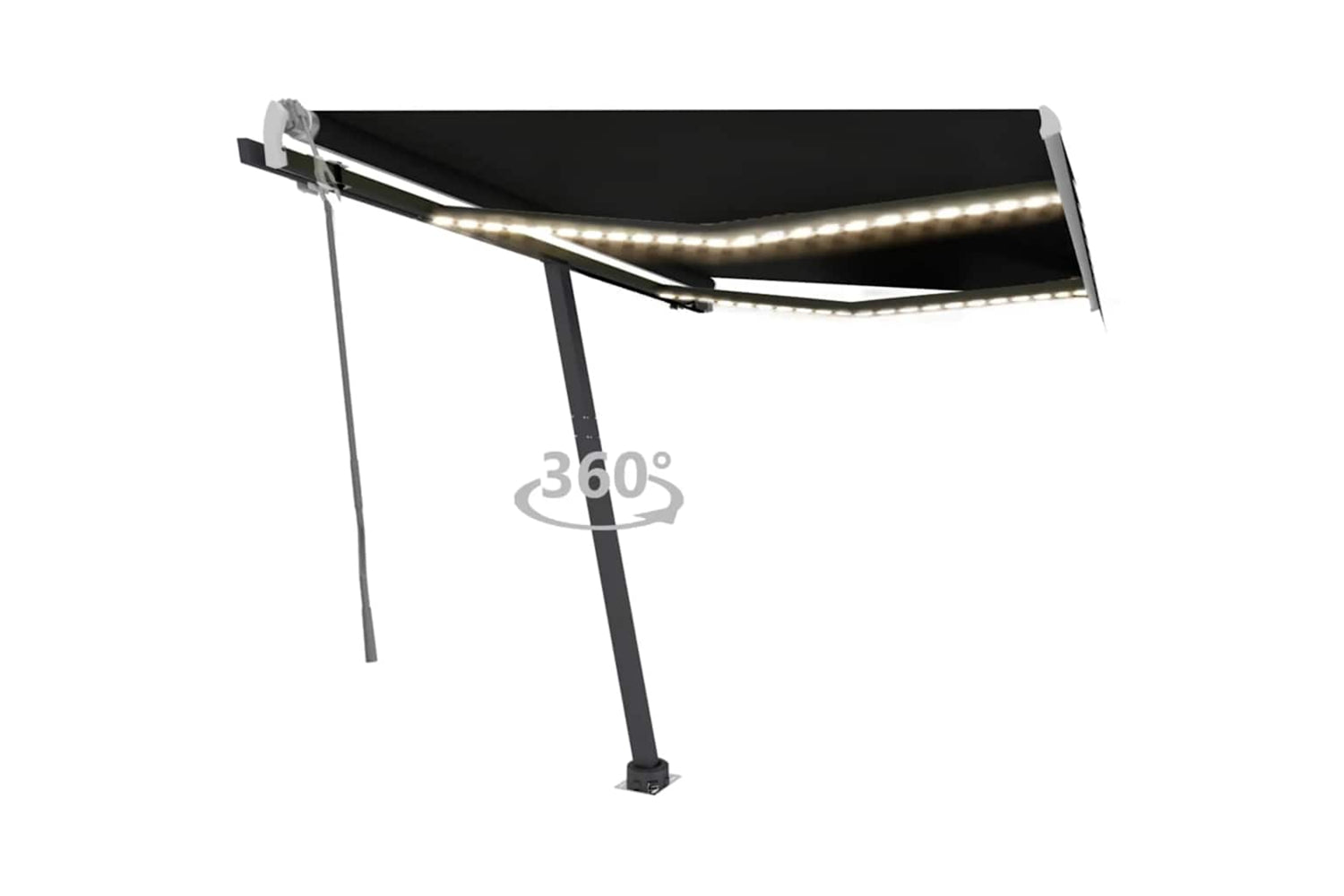 Vidaxl Manual Retractable Awning With Led 350x250 Cm Anthracite