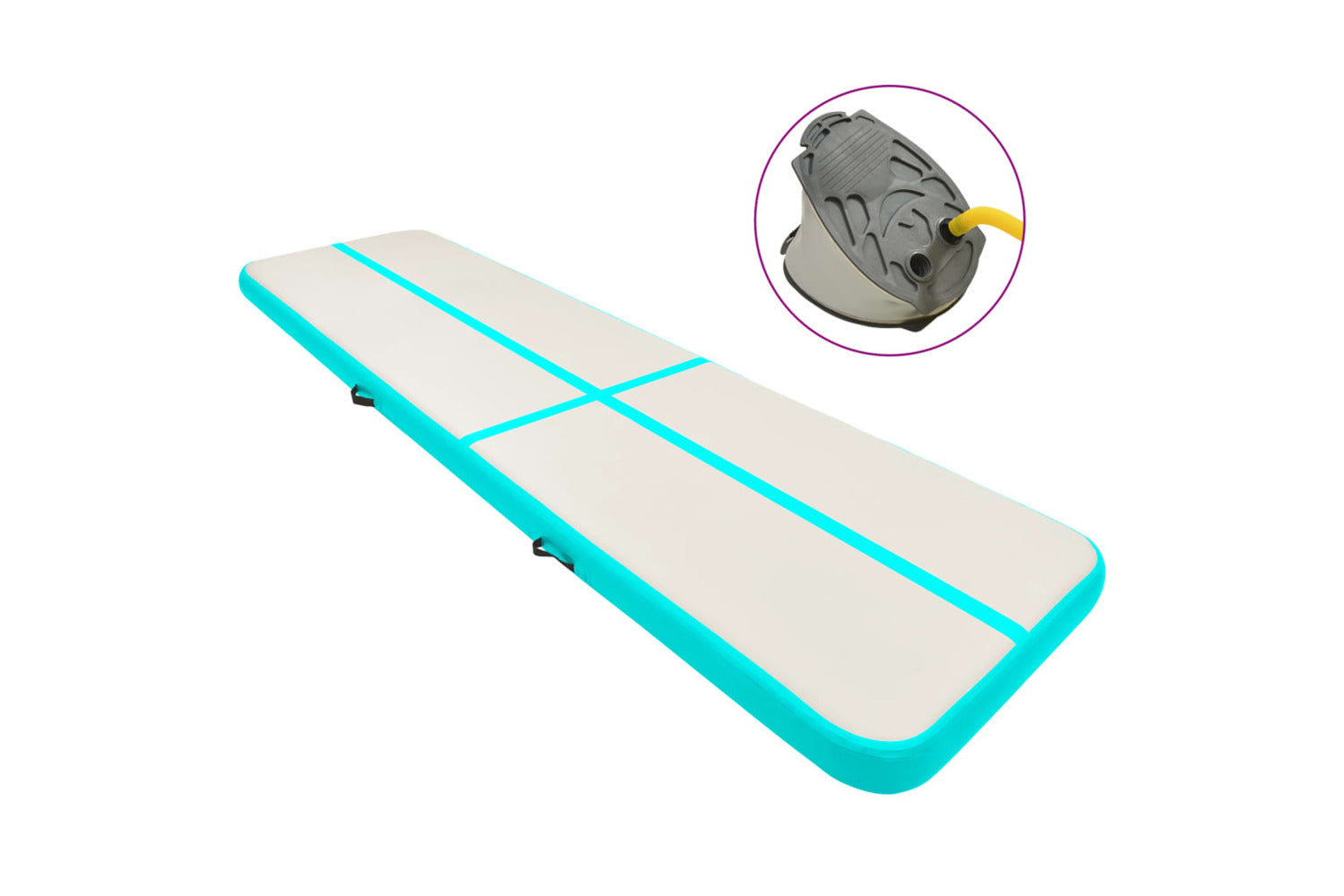 vidaXL 92687 Inflatable Gymnastics Mat With Pump 600x100x20cm Pvc Green-2