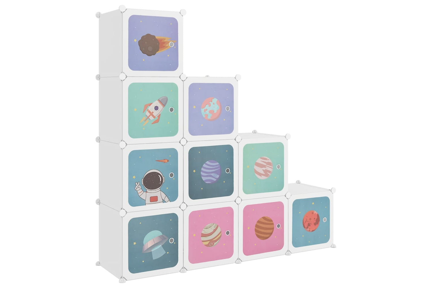 Vidaxl 340577 Cube Storage Cabinet For Kids With 10 Cubes White Pp
