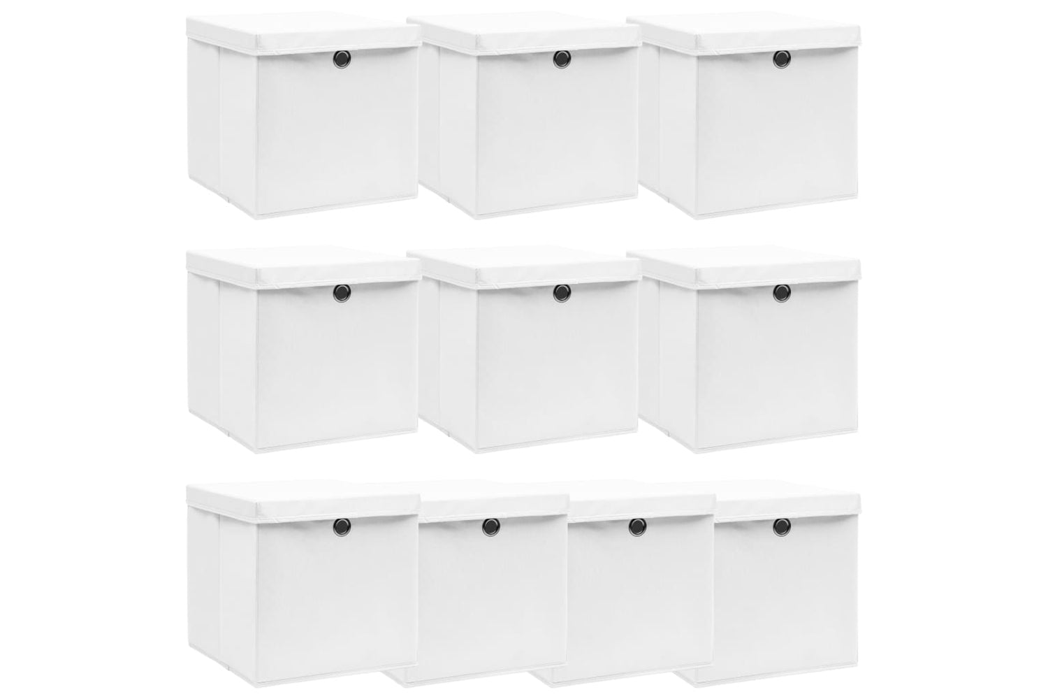 Vidaxl 288352 Storage Boxes With Lids 10 Pcs White 32x32x32 Cm Fabric