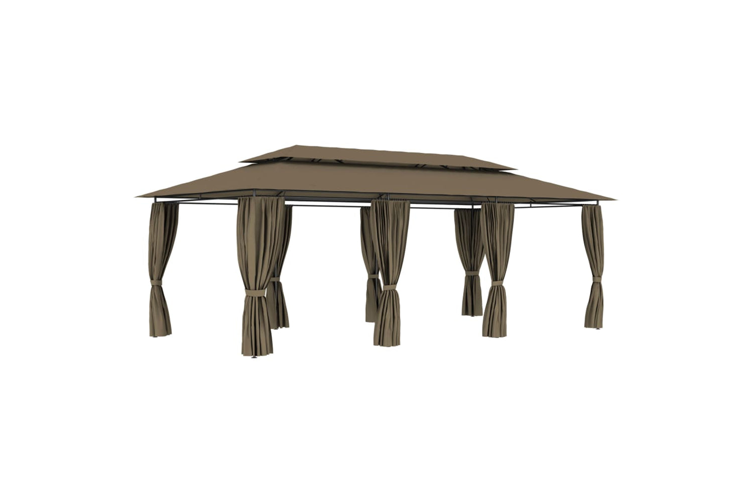 vidaXL 312247 Gazebo With Curtains 600x298x270cm Taupe 180 G/mÂ²