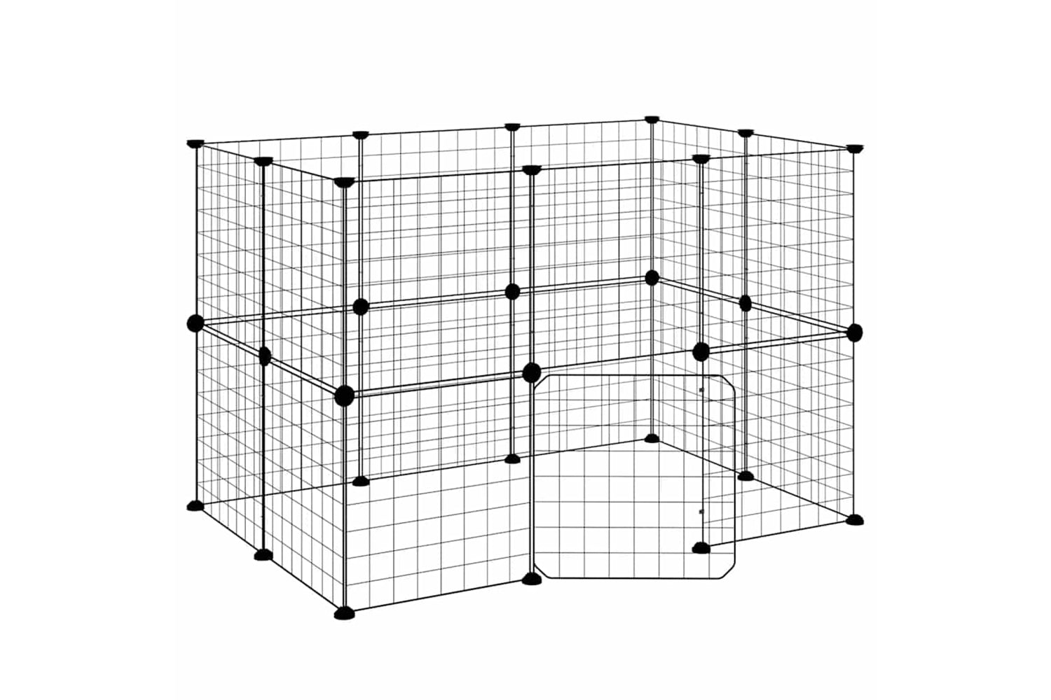 vidaXL 3114037 20-panel Pet Cage With Door Black 35x35cm Steel