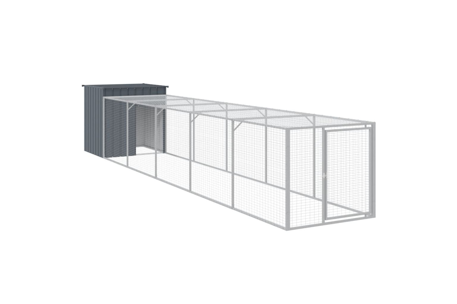 vidaXL 3189090 Chicken Cage With Run Anthracite 110x609x110cm Galvanised Steel