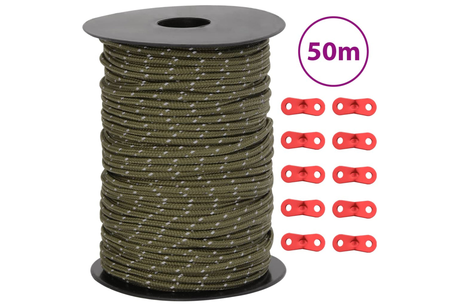 vidaXL 4008118 Tent Guy Rope With Reflective Strips And Spanners 50 M 3mm