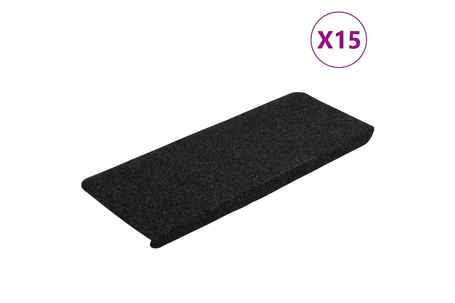 vidaXL 343478 Stair Mats Self-adhesive 15 Pcs 65x24.5x3.5cm Black