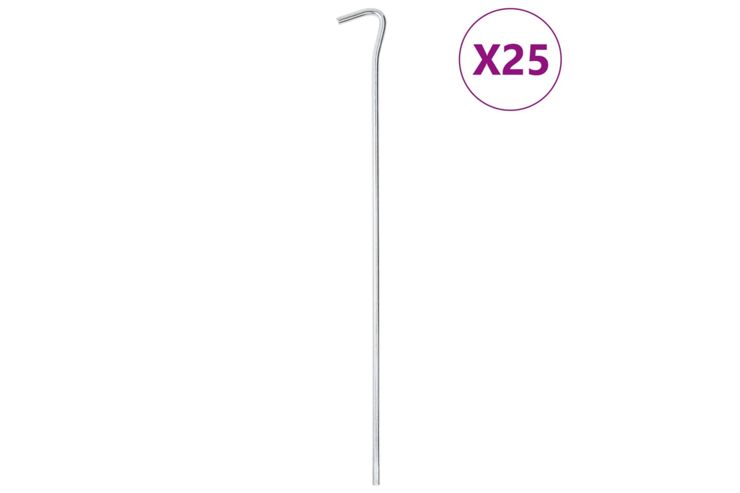 vidaXL 4009327 Tent Pegs 25 Pcs 30cm x 7mm Galvanised Steel