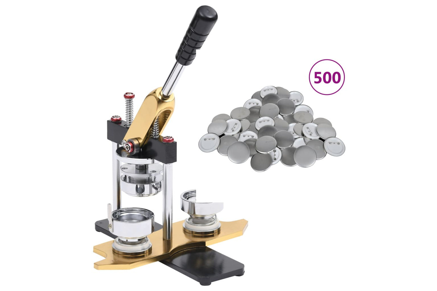 Vidaxl 3056507 Badge Maker With 500 Pcs Pinback Button Parts 25mm Rotate Punch-2