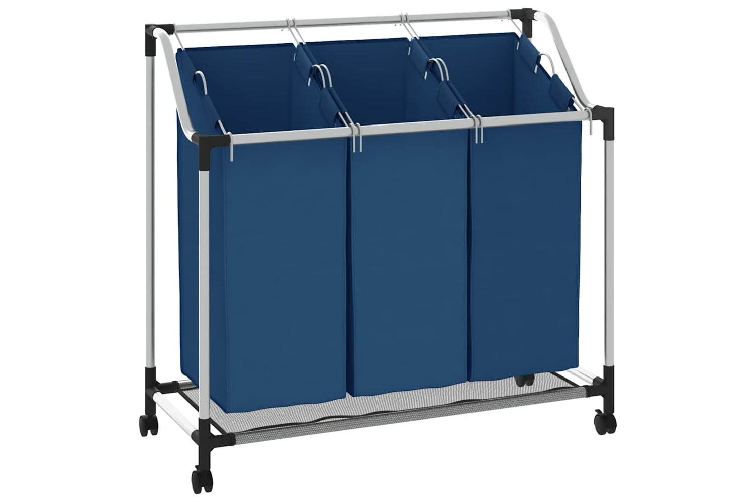 Vidaxl 288331 Laundry Sorter With 3 Bags Blue Steel