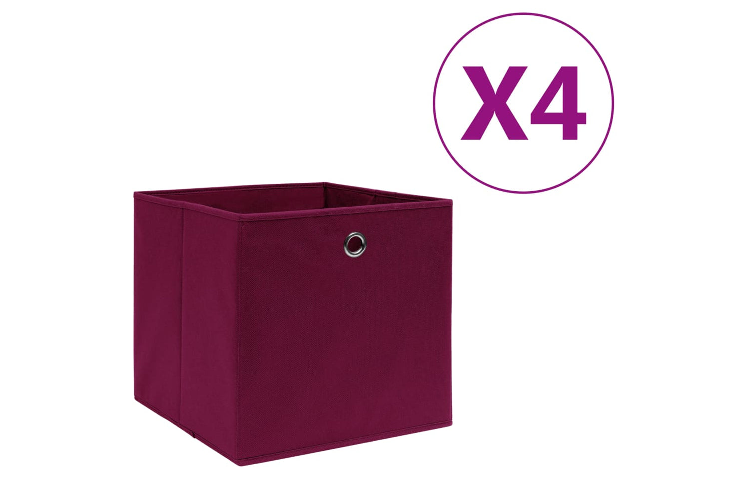 vidaXL 325199 Storage Boxes 4 Pcs Non-woven Fabric 28x28x28cm Dark Red