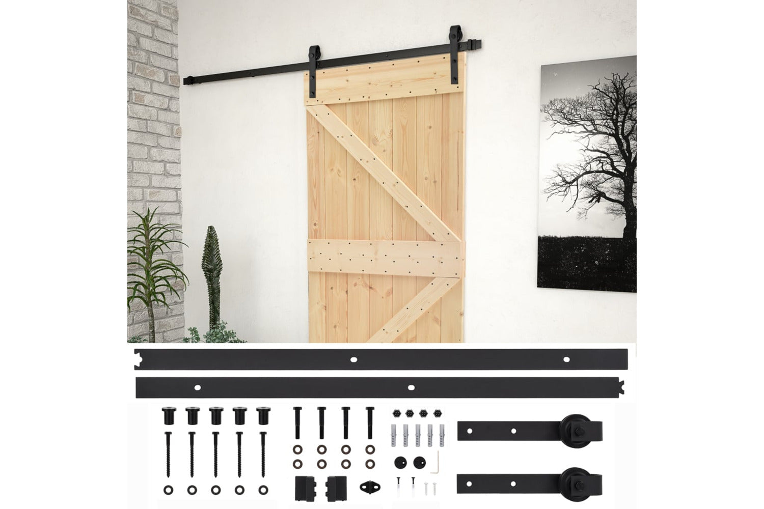 vidaXL 3057492 Sliding Door With Hardware Set 80x210cm Solid Pine Wood-2