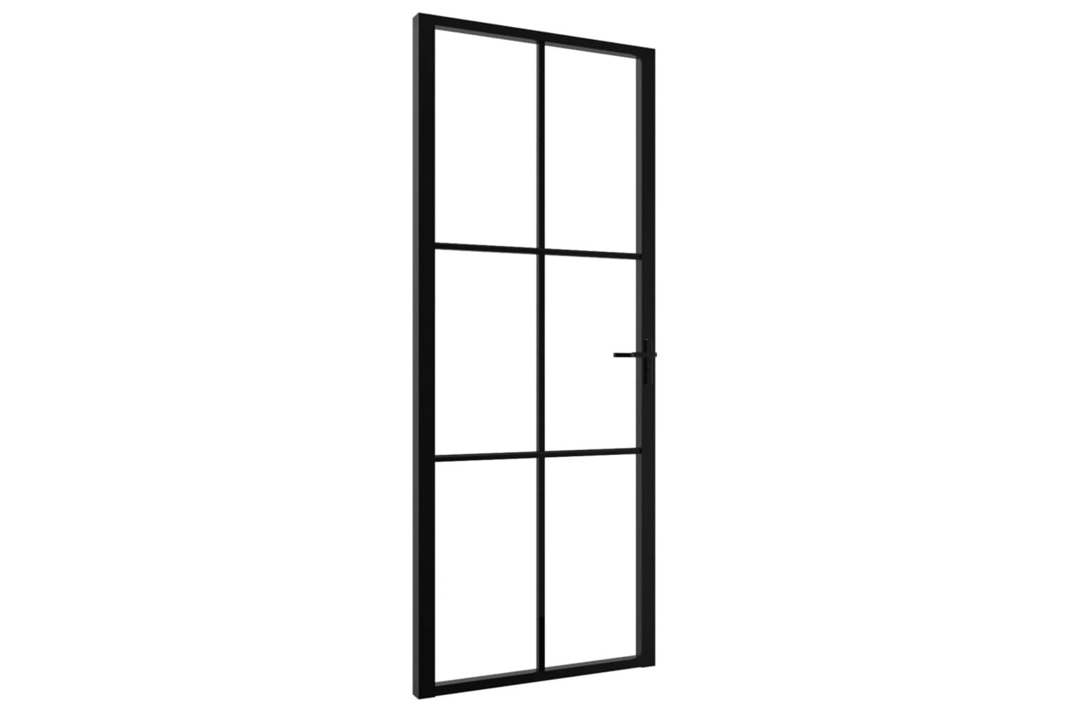 vidaXL 151203 Interior Door Esg Glass And Aluminium 83x201.5cm Black-2