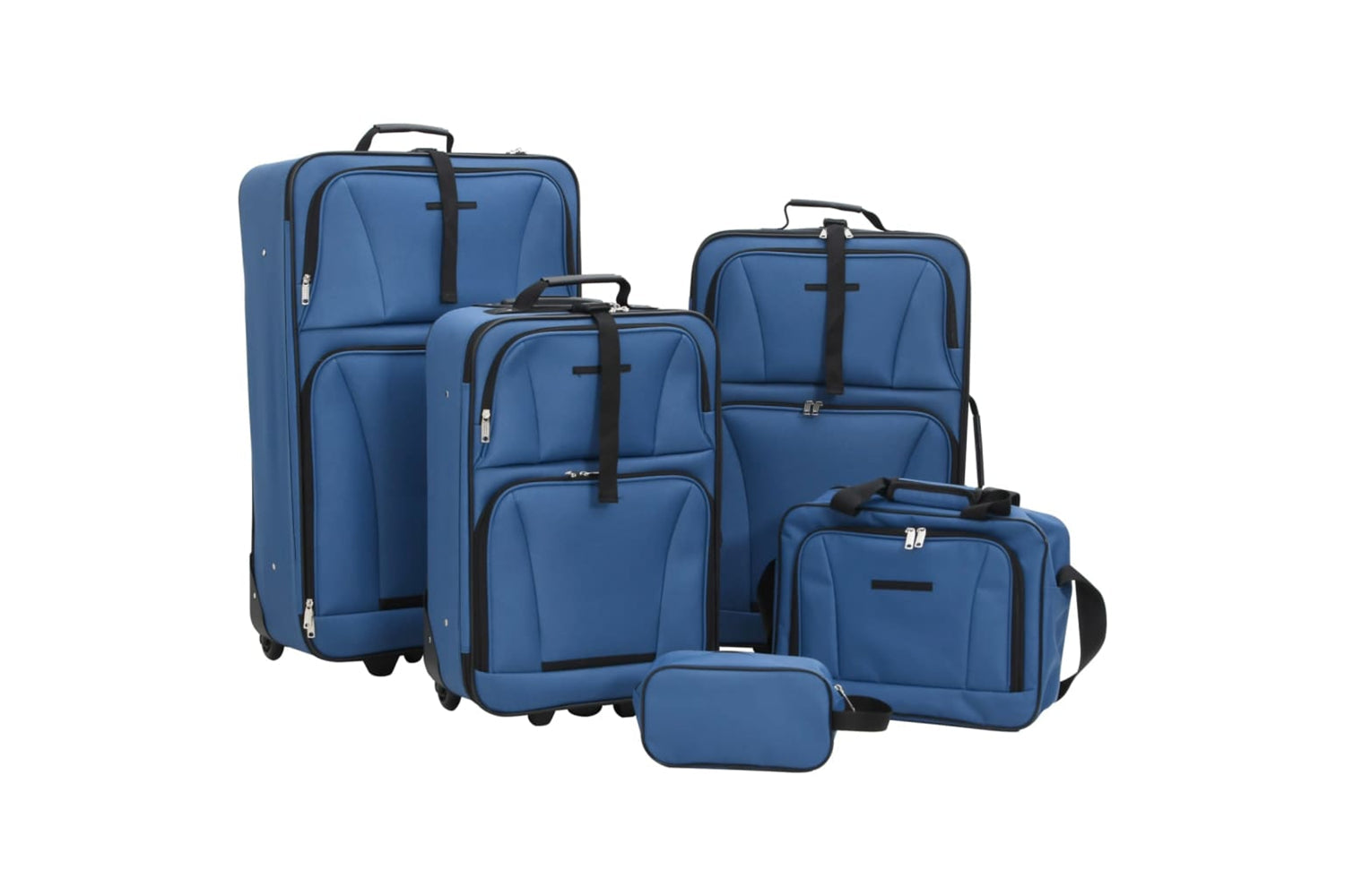 vidaXL 4002829 5 Piece Travel Luggage Set Bule Fabric