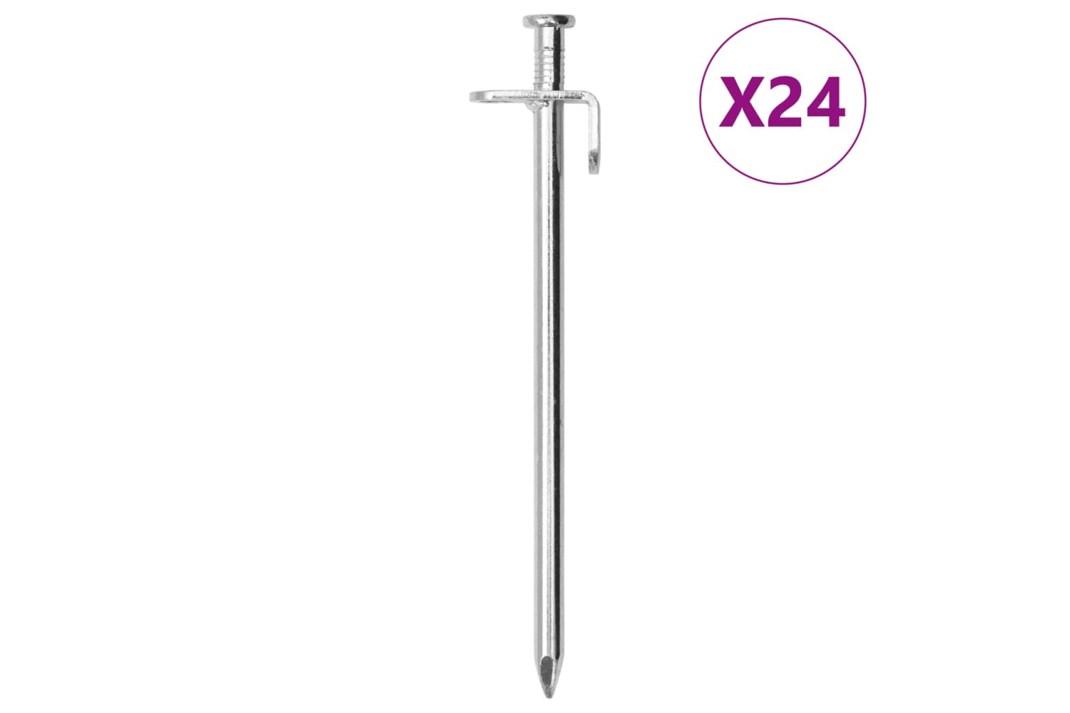 vidaXL 4009358 Tent Pegs 24 Pcs 19.5cm 8mm Galvanised Steel
