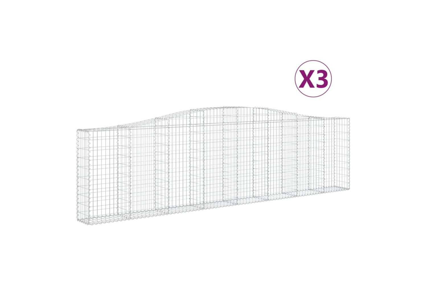 vidaXL 3145827 Arched Gabion Baskets 3 Pcs 400x30x100/120cm Galvanised Iron