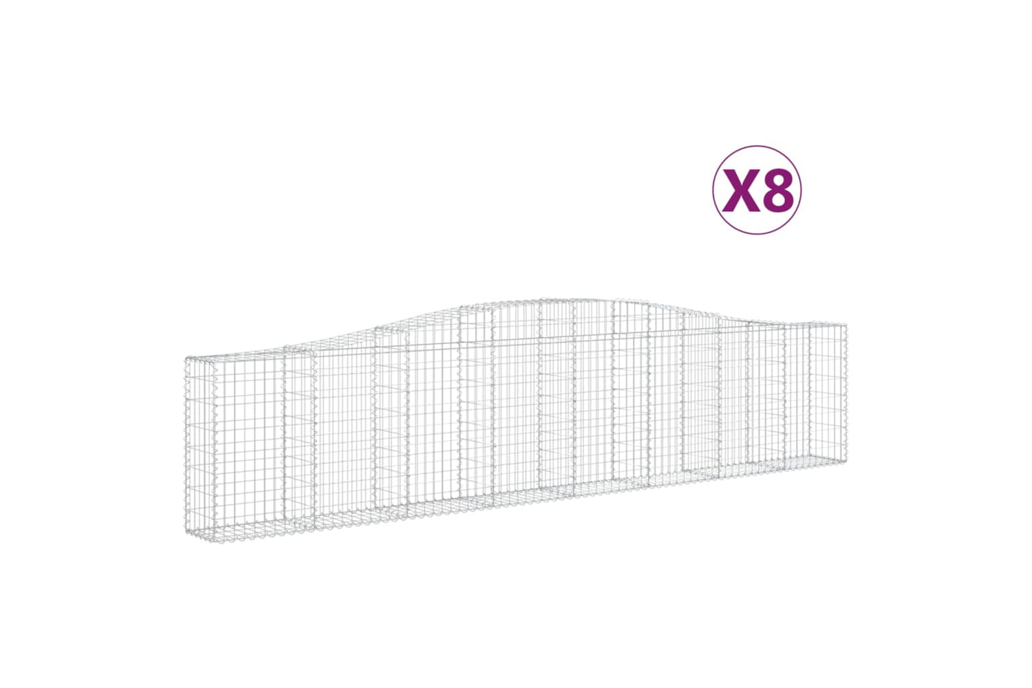 vidaXL 3145819 Arched Gabion Baskets 8 Pcs 400x30x80/100cm Galvanised Iron