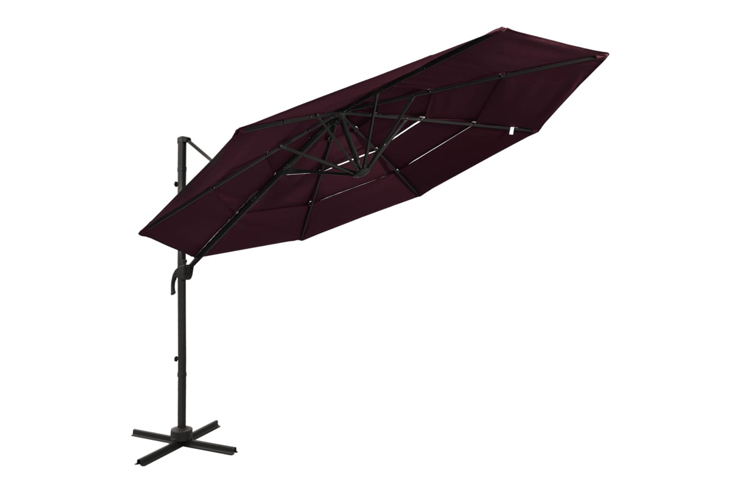 Vidaxl 313832 4-tier Parasol With Aluminium Pole Bordeaux Red 3x3 M