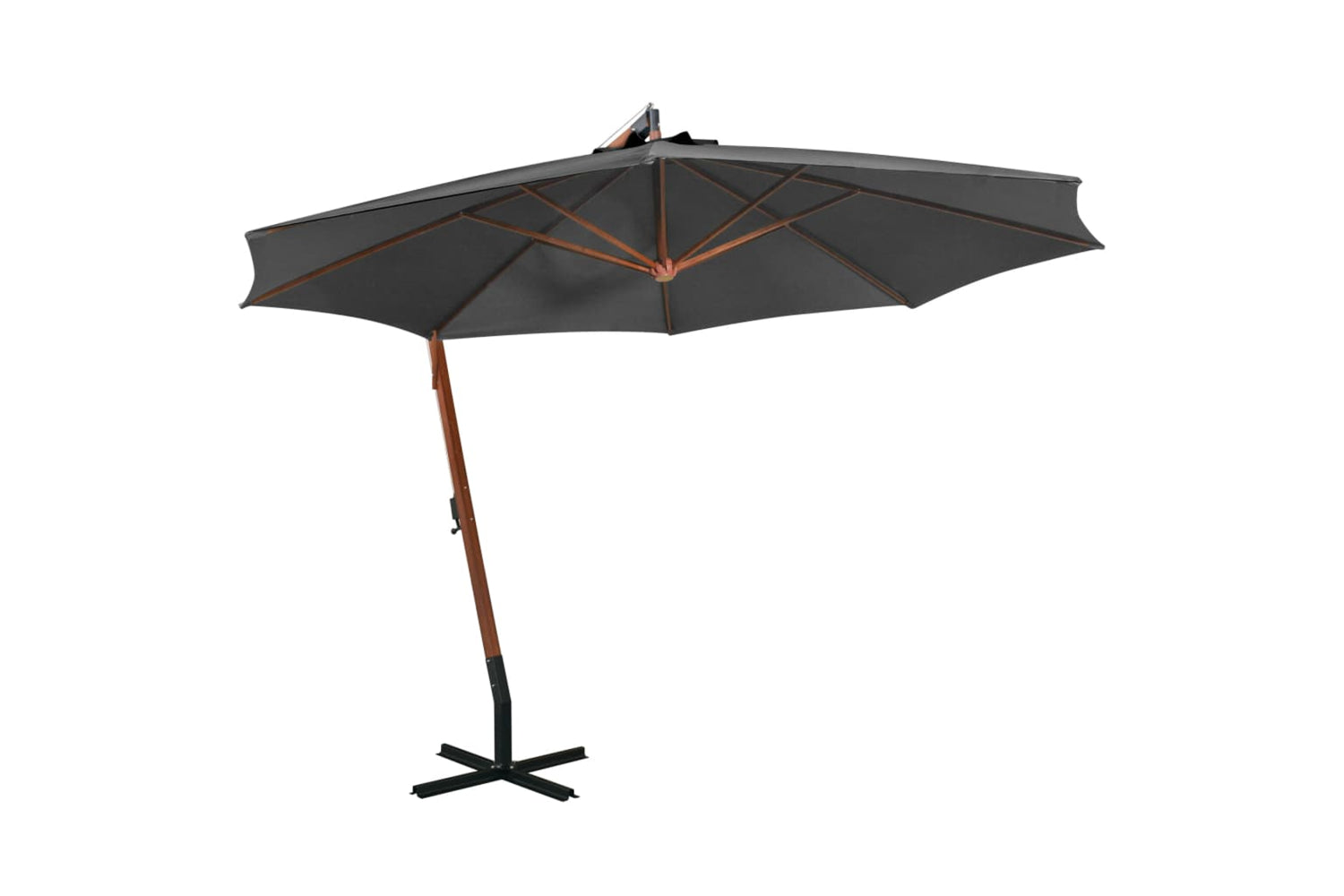 Vidaxl 313768 Hanging Parasol With Pole Anthracite 3.5x2.9 M Solid Fir Wood