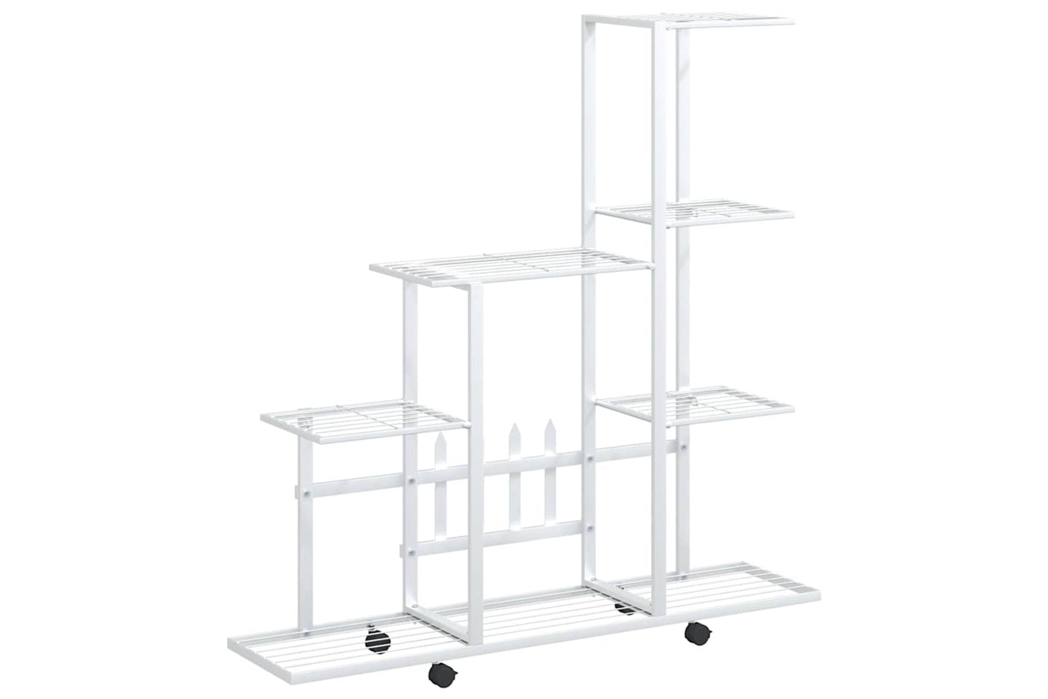 vidaXL 336115 Flower Stand With Wheel 94.5x25x92.5cm White Metal