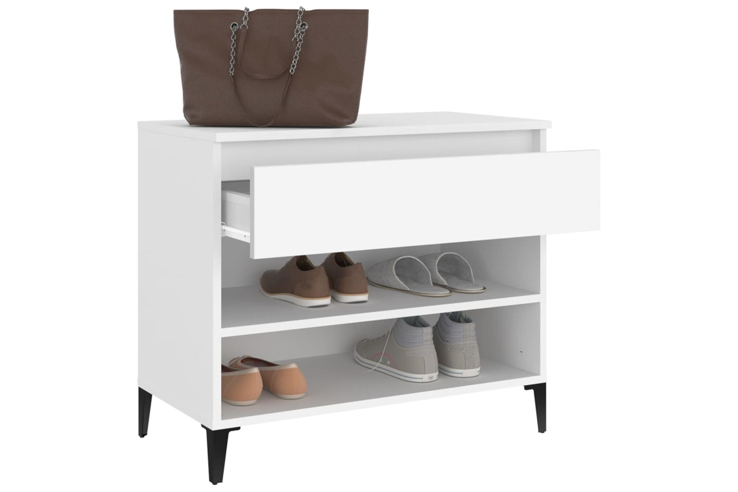 vidaXL 819764 Shoe Cabinet White 70x36x60cm Engineered Wood-3