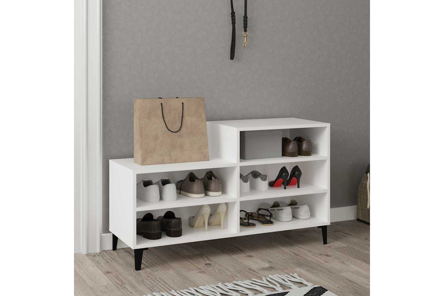 vidaXL 819732 Shoe Cabinet White 102x36x60cm Engineered Wood-5