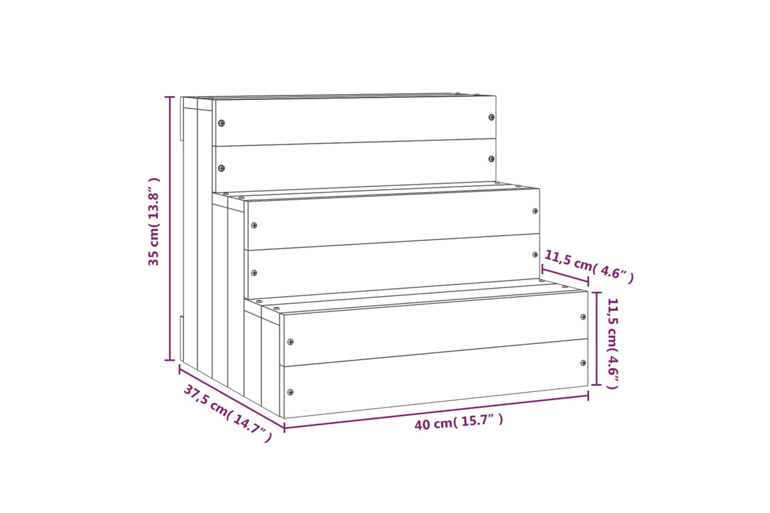 vidaXL 822462 Pet Stair White 40x37.5x35cm Solid Wood Pine-6