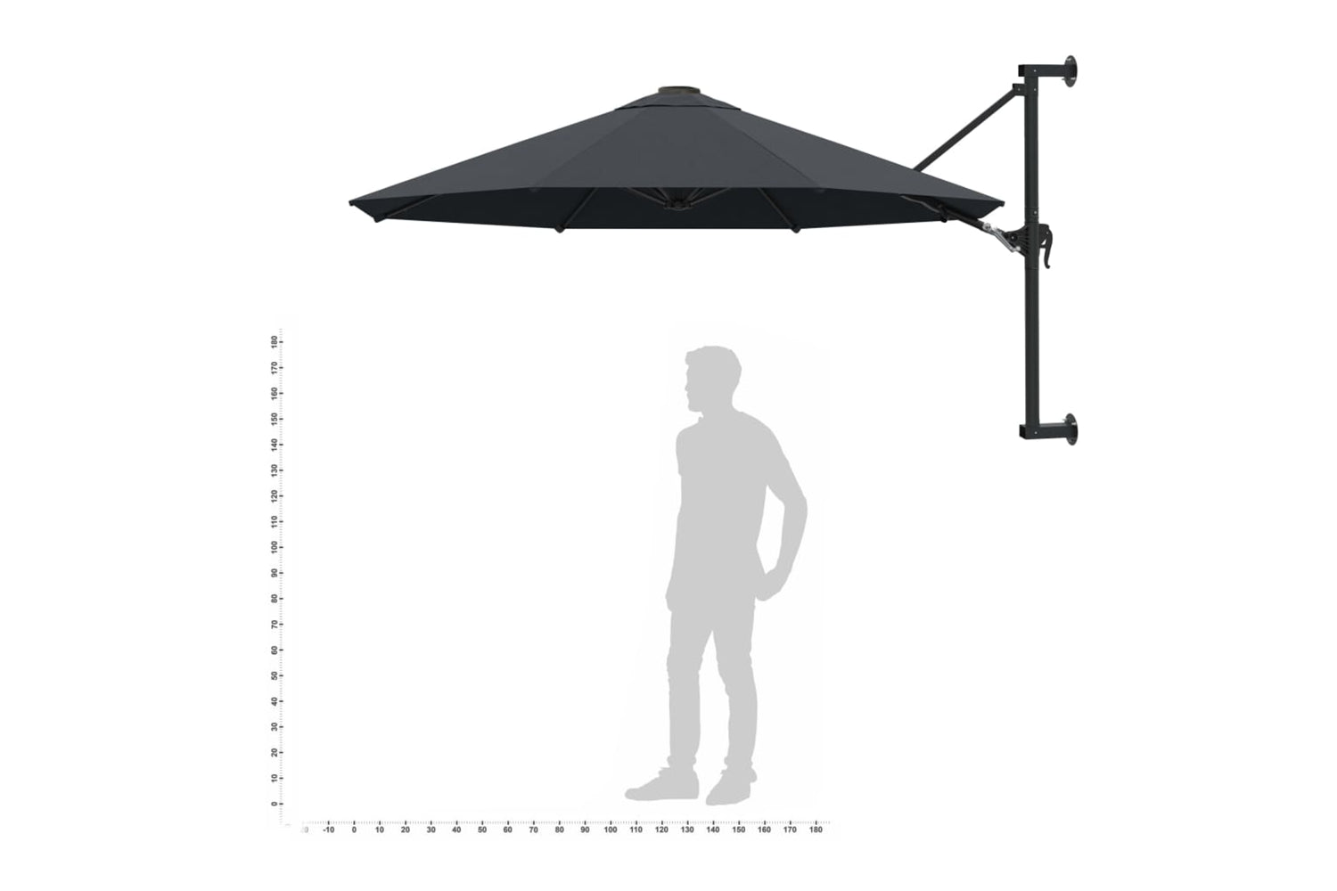 vidaXL Wall-mounted Parasol With Metal Pole 300cm Anthracite-9