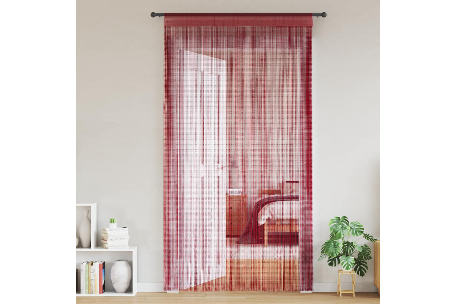 vidaXL 132408 String Curtains 2 Pcs 100x250cm Burgundy-2