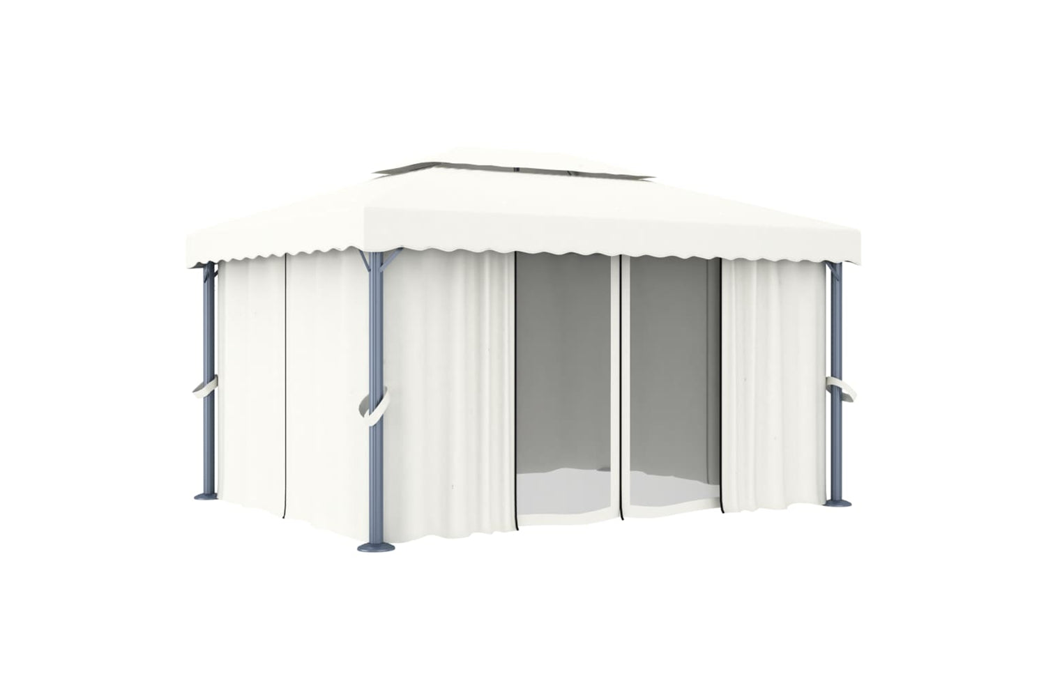 Vidaxl 3053375 Gazebo With Curtain 4x3 M Cream White Aluminium-2