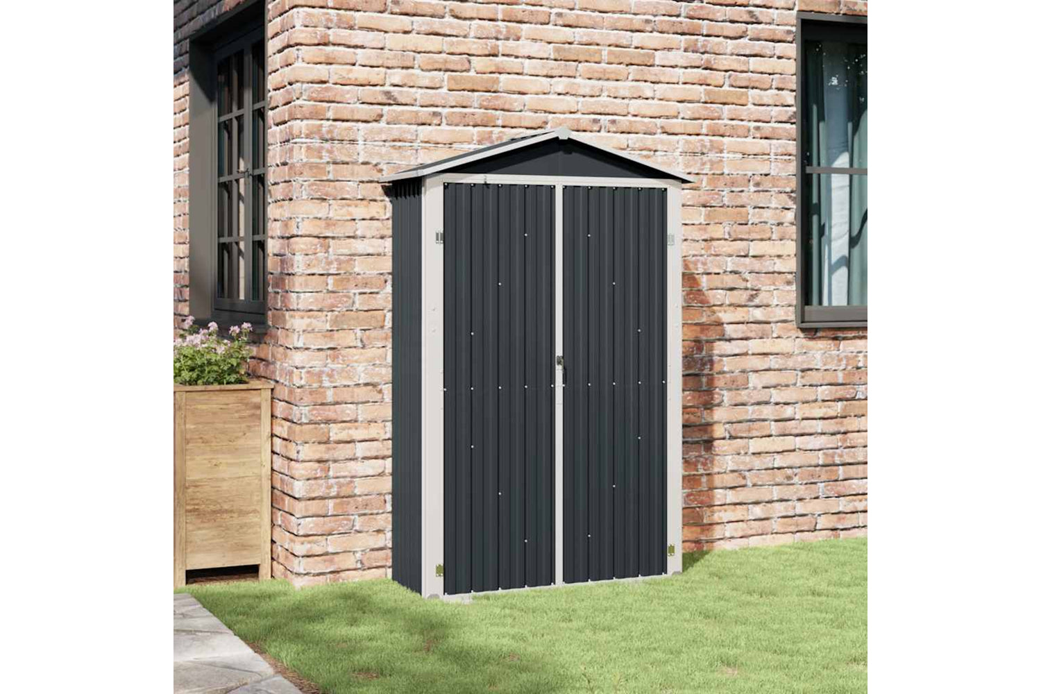 Vidaxl 46303 Garden Shed Anthracite 107.5x46x183 Cm Galvanised Steel-2