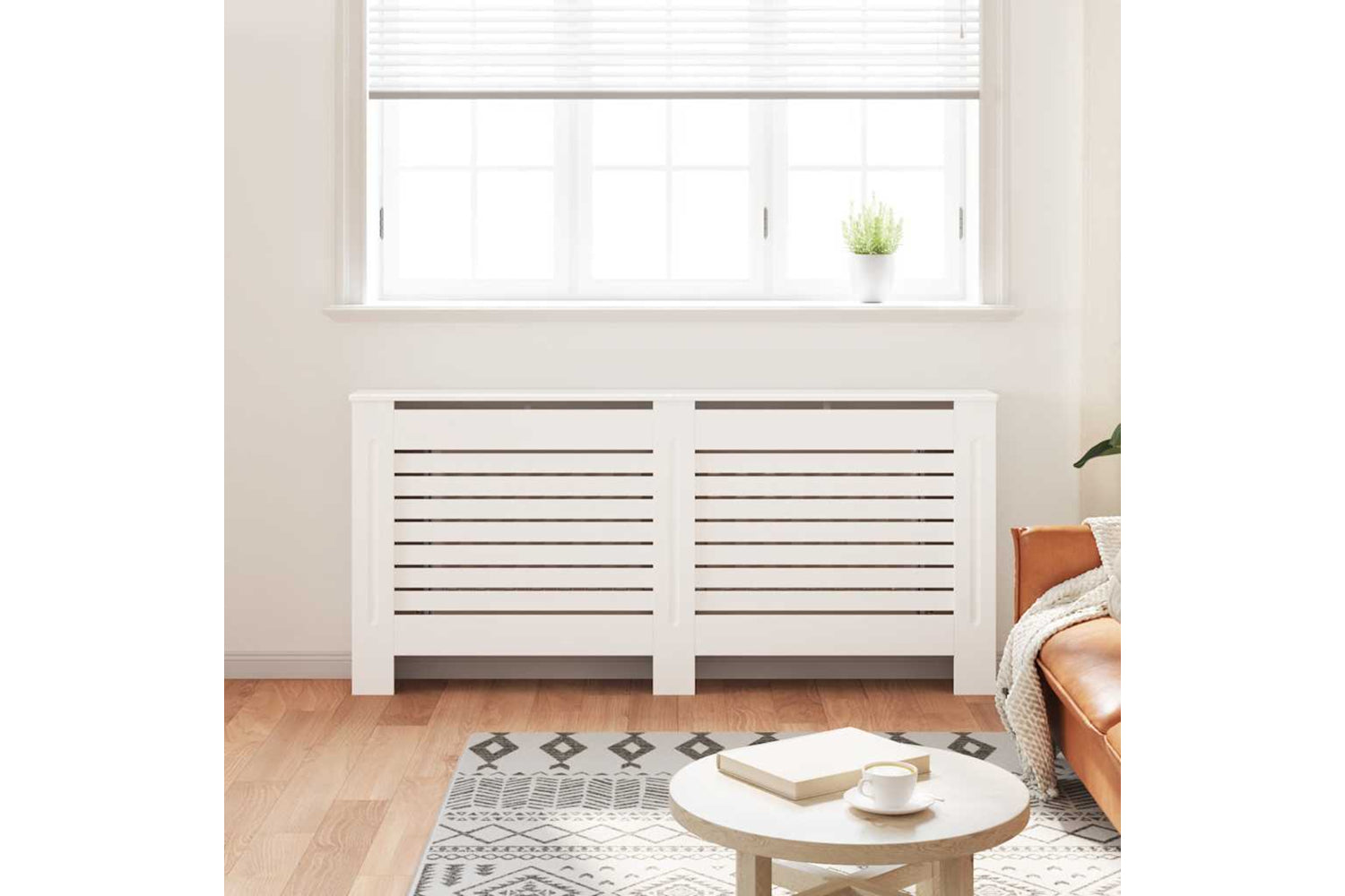 vidaXL Radiator Cover White 172x19x81.5cm Mdf-2