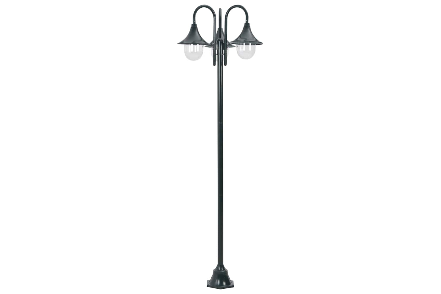 vidaXL 44216 Garden Post Light E27 220cm Aluminium 3-lantern Dark Green-2