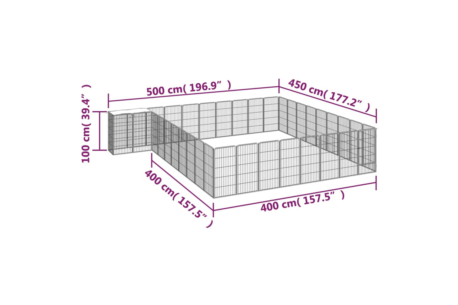 vidaXL 3115955 38-panel Dog Playpen Black 50x100cm Powder-coated Steel-6