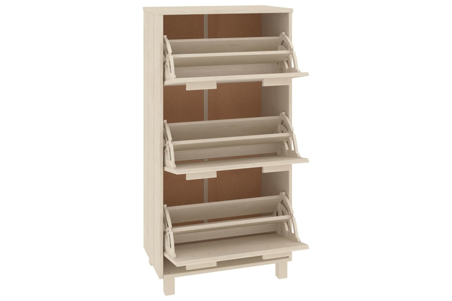 vidaXL Shoe Cabinet Hamar Honey Brown 59.5x35x117cm Solid Wood Pine-3