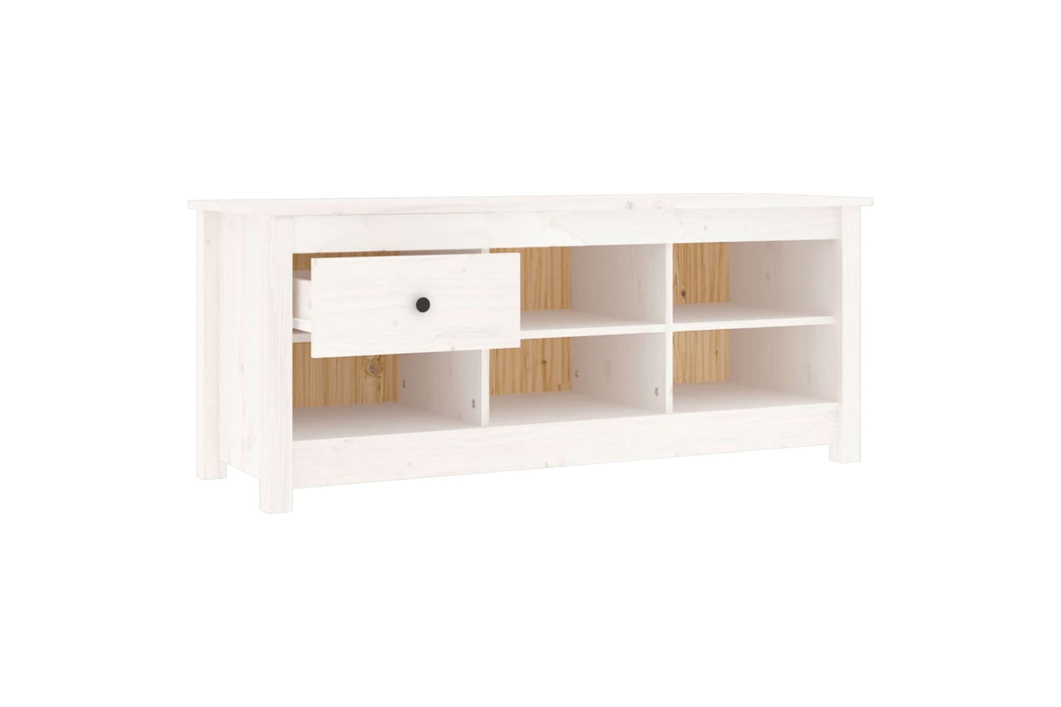 vidaXL 814595 Shoe Cabinet White 110x38x45.5cm Solid Wood Pine-3