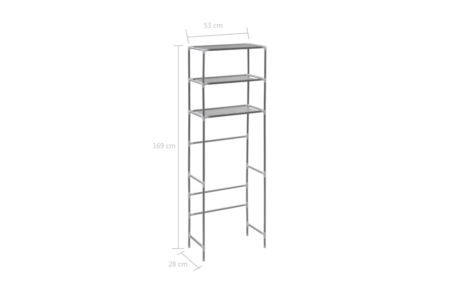 vidaXL 282464 3-tier Storage Rack Over Toilet Silver 53x28x169cm-7