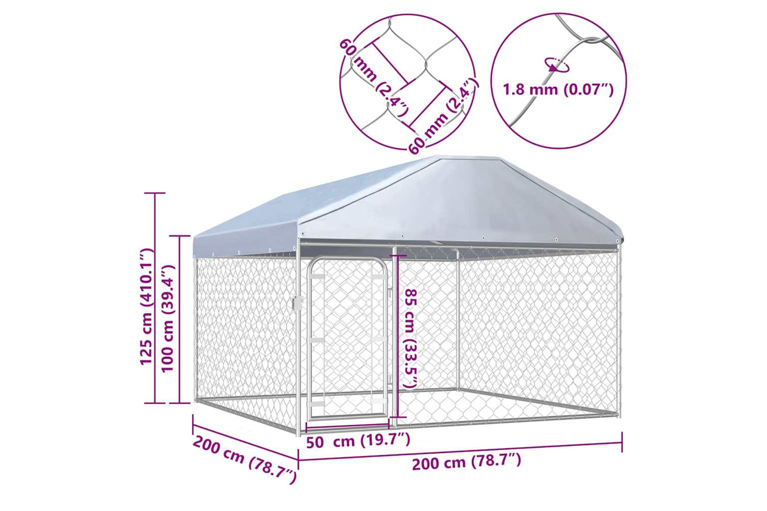 Vidaxl Outdoor Dog Kennel With Roof 200x200x135 Cm-5