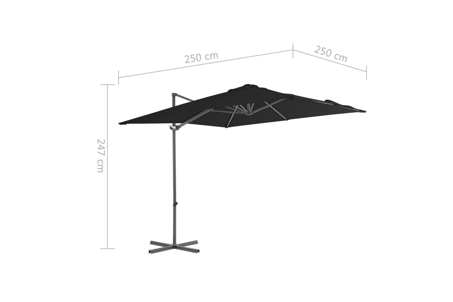 vidaXL 46990 Cantilever Umbrella With Steel Pole Black 250x250cm-9