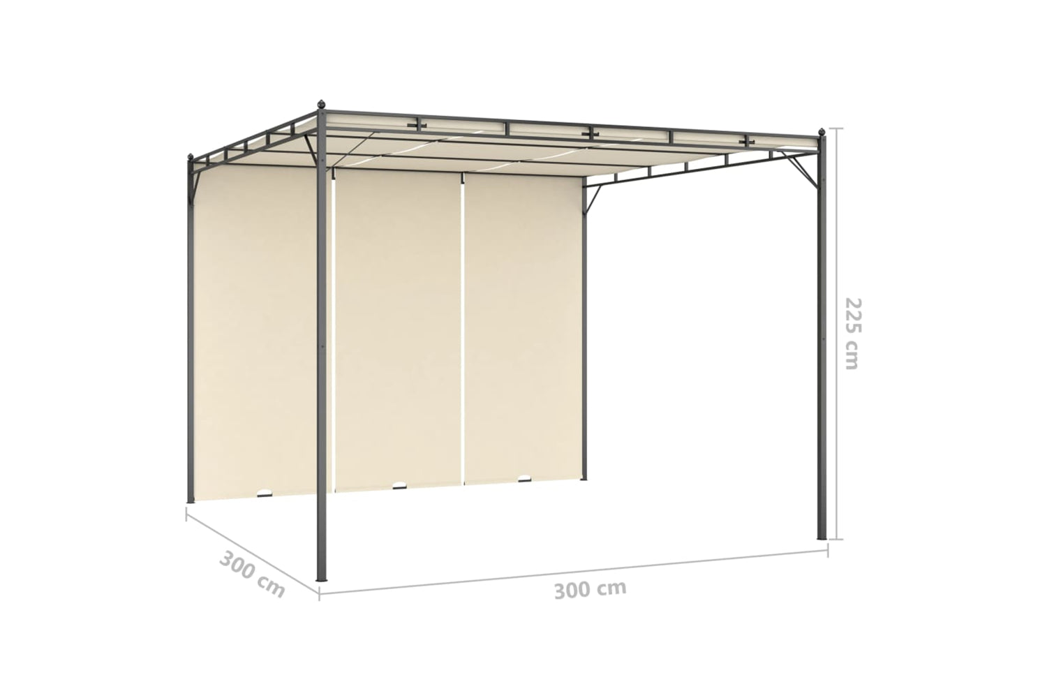Vidaxl 47993 Garden Gazebo With Side Curtain 3x3x2.25m Cream-8