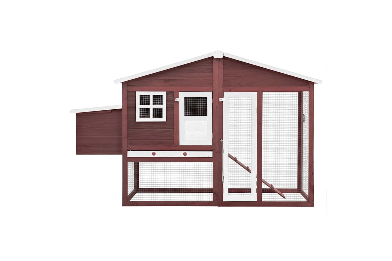Vidaxl 170866 Chicken Coop With Nest Box Mocha And White Solid Fir Wood-3