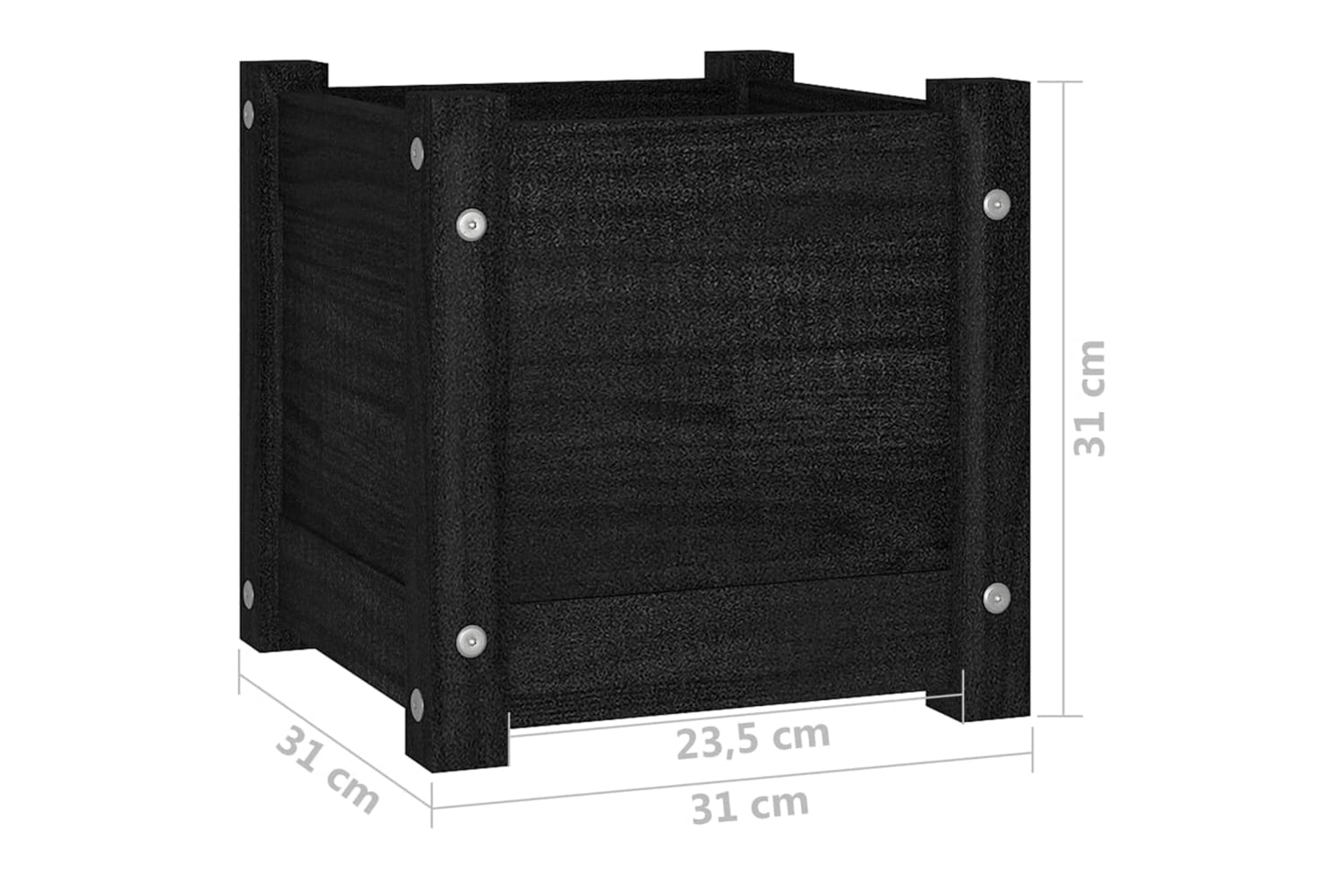 vidaXL 810531 Garden Planters 2 Pcs Black 31x31x31cm Solid Pinewood-8