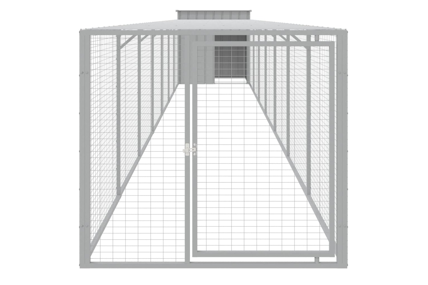 vidaXL 3189096 Chicken Cage With Run Light Grey 110x813x110cm Galvanised Steel-2